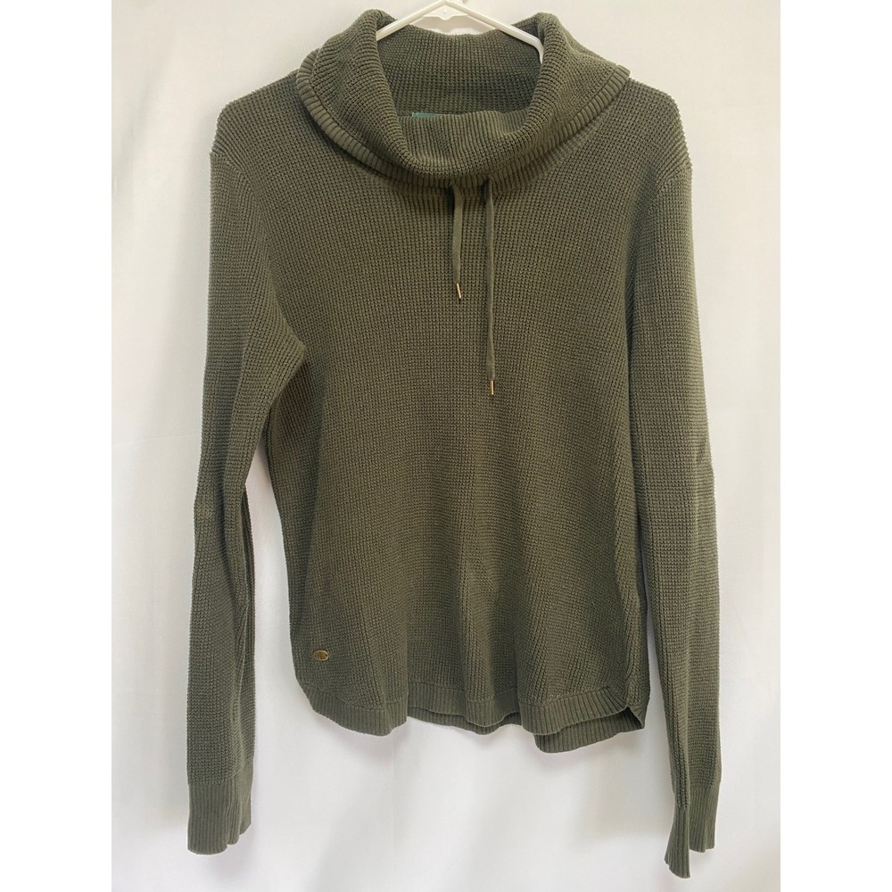 Lauren Ralph Lauren Women's Long Sleeve Army Green‎ Cowl Neck Sweater LG Cotton